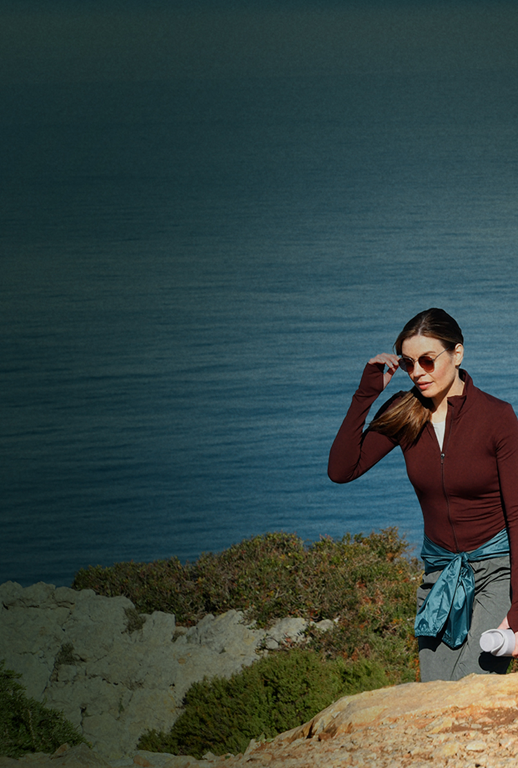 Actor portrayal of a group of women hiking in a scenic place