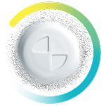 A dissolving Nurtec® ODT (rimegepant) tablet that is not its actual size